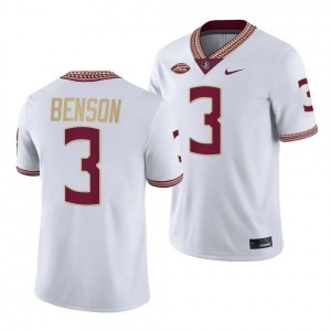 Men's Florida State Seminoles Trey Benson #3 White Nike NIL College Football Jersey 678958-343