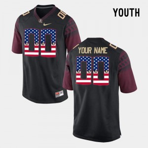 Youth Florida State Seminoles Custom #00 US Flag Fashion Black Stitch Jerseys 931849-349