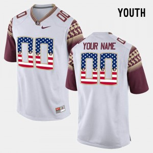 Youth Florida State Seminoles Custom #00 US Flag Fashion Stitched White Jersey 294891-333
