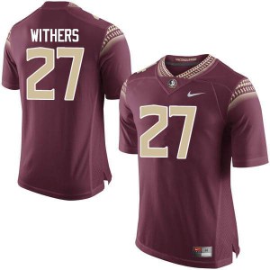 Mens Florida State Seminoles Tyriq Withers #27 Garnet Embroidery Jersey 531206-774