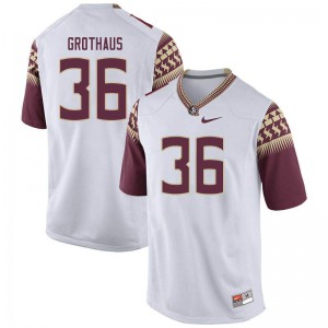 Men's Florida State Seminoles Parker Grothaus #36 White Embroidery Jersey 752156-283