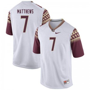 Mens Florida State Seminoles D.J. Matthews #7 White Stitched Jersey 875857-365