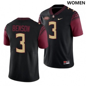 Women's Florida State Seminoles Trey Benson #3 Black College Football Jersey 347575-494