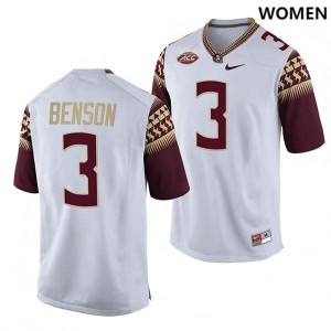 Womens Florida State Seminoles Trey Benson #3 White College Football Jersey 827448-122