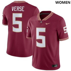 Women's Florida State Seminoles Jared Verse #5 Garnet Nike NIL Embroidery Jersey 401778-270