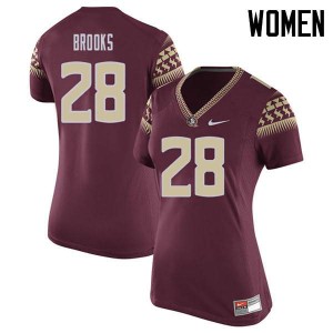 Women's Florida State Seminoles Decalon Brooks #28 Embroidery Garnet Jerseys 575698-363