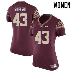 Womens Florida State Seminoles Joseph Schergen #43 Garnet Stitched Jersey 682368-447