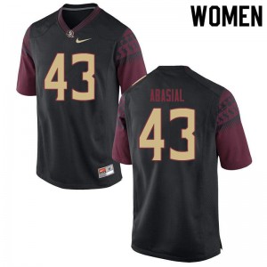 Women's Florida State Seminoles Keoki Abasial #43 Football Black Jerseys 578209-823