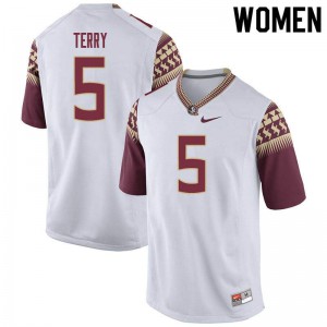Women Florida State Seminoles Tamorrion Terry #5 White Football Jerseys 493450-727