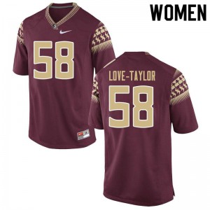 Womens Florida State Seminoles Devontay Love-Taylor #58 Garnet Football Jerseys 996877-938