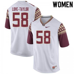 Womens Florida State Seminoles Devontay Love-Taylor #58 White College Jersey 602858-455
