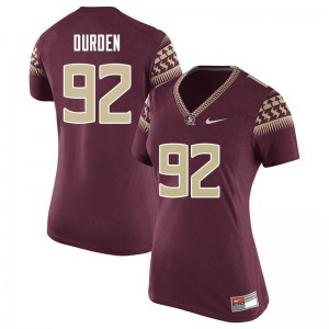 Women's Florida State Seminoles Cory Durden #92 Garnet Stitched Jerseys 342134-876