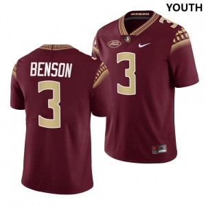 Youth Florida State Seminoles Trey Benson #3 Garnet NCAA Jerseys 937461-978