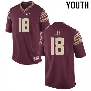 Youth Florida State Seminoles Travis Jay #18 Garnet Official Jersey 755504-495