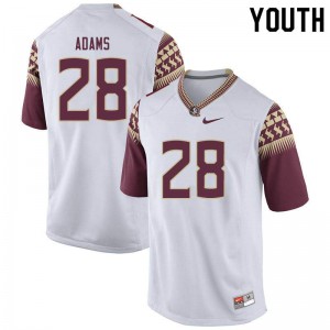 Youth Florida State Seminoles D'Marcus Adams #28 College White Jerseys 213277-143