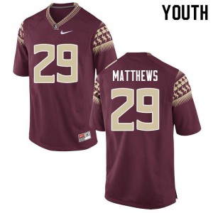 Youth Florida State Seminoles D.J. Matthews #29 Garnet Player Jersey 536951-564