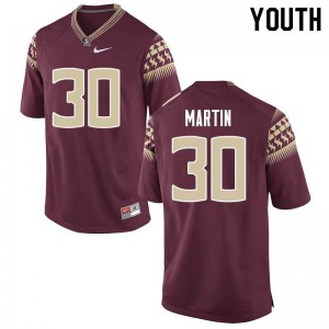 Youth Florida State Seminoles Tommy Martin #30 Garnet Embroidery Jersey 881286-761