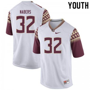 Youth Florida State Seminoles Gabe Nabers #32 Stitched White Jersey 548235-733