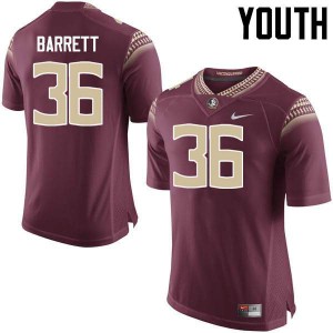 Youth Florida State Seminoles Brandon Barrett #36 Stitch Garnet Jerseys 266548-586