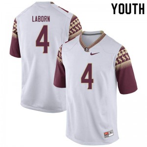Youth Florida State Seminoles Khalan Laborn #4 Official White Jersey 888999-410