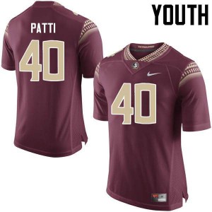 Youth Florida State Seminoles Nick Patti #40 Garnet Football Jerseys 973966-365