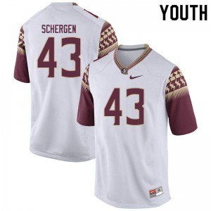 Youth Florida State Seminoles Joseph Schergen #43 Player White Jerseys 582011-977