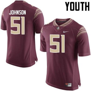 Youth Florida State Seminoles Baveon Johnson #51 Garnet Stitch Jerseys 912116-754