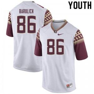 Youth Florida State Seminoles Michael Barulich #86 Stitched White Jerseys 542746-215