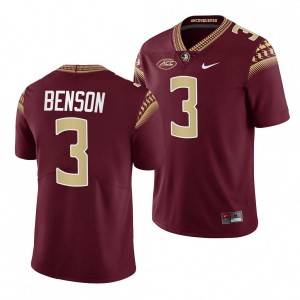 Men Florida State Seminoles Trey Benson #3 Garnet College Football Jersey 124600-111