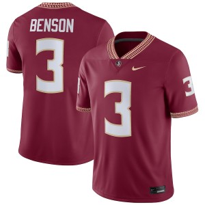 Mens Florida State Seminoles Trey Benson #3 Garnet Nike NIL Embroidery Jersey 780737-889